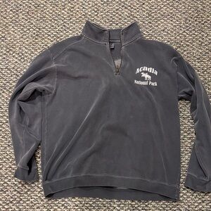 Comfort Colors Dark Gray Men's Zip Up Sweater. Acadia National park